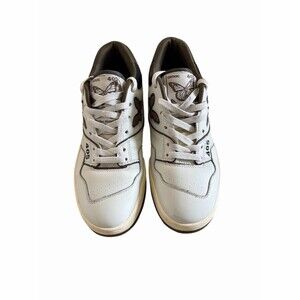 Amac Men's Low Top Sneakers White/Brown Butterfly Logo Lace-Up Casual